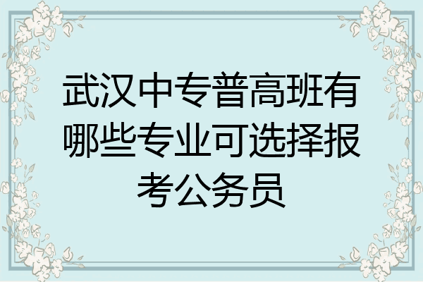 武汉中专普高班有哪些专业可选择报考公务员