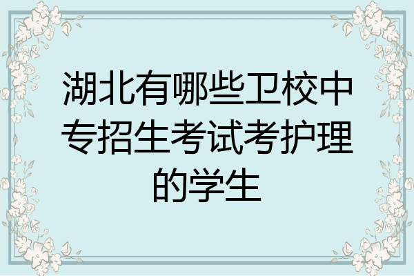 湖北有哪些卫校中专招生考试考护理的学生