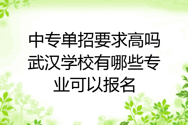 中专单招要求高吗武汉学校有哪些专业可以报名