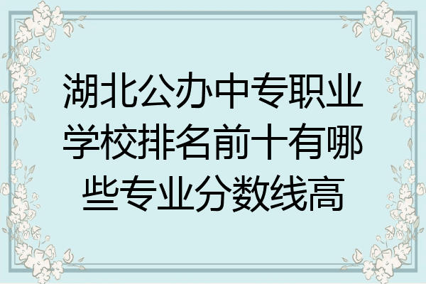 湖北公办中专职业学校排名前十有哪些专业分数线高