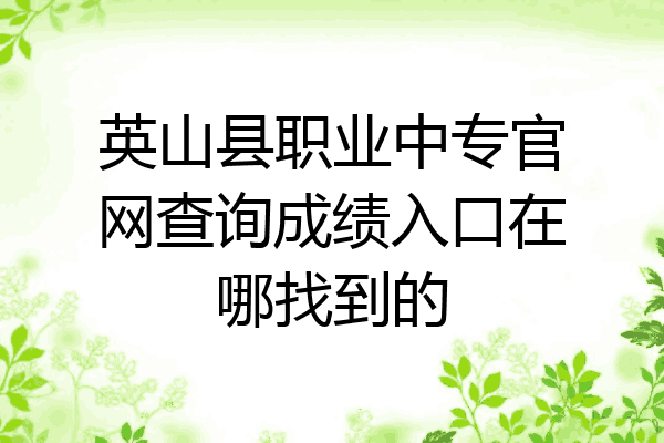英山县职业中专官网查询成绩入口在哪找到的