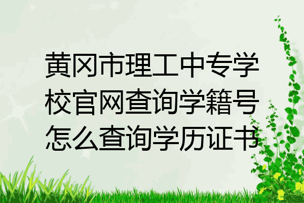 黄冈市理工中专学校官网查询学籍号怎么查询学历证书