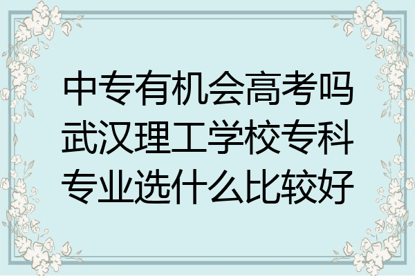 中专有机会高考吗武汉理工学校专科专业选什么比较好