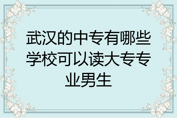 武汉的中专有哪些学校可以读大专专业男生