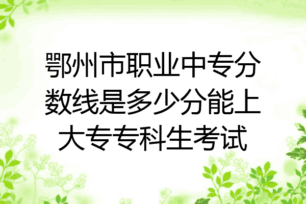 鄂州市职业中专分数线是多少分能上大专专科生考试