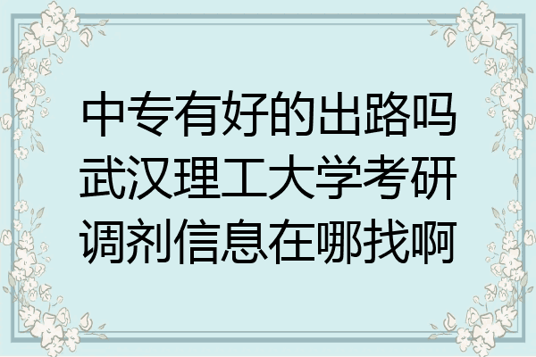 中专有好的出路吗武汉理工大学考研调剂信息在哪找啊