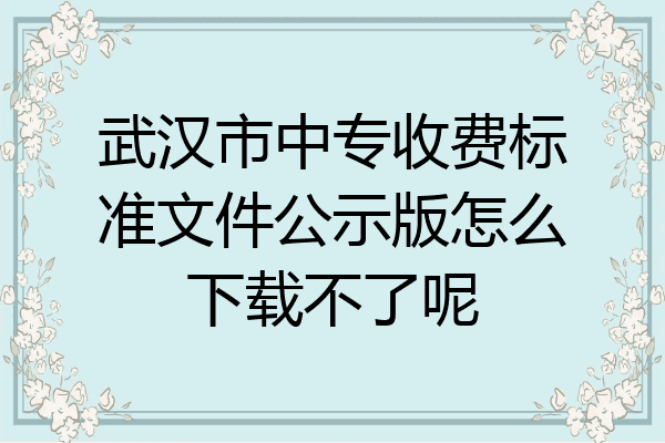 武汉市中专收费标准文件公示版怎么下载不了呢