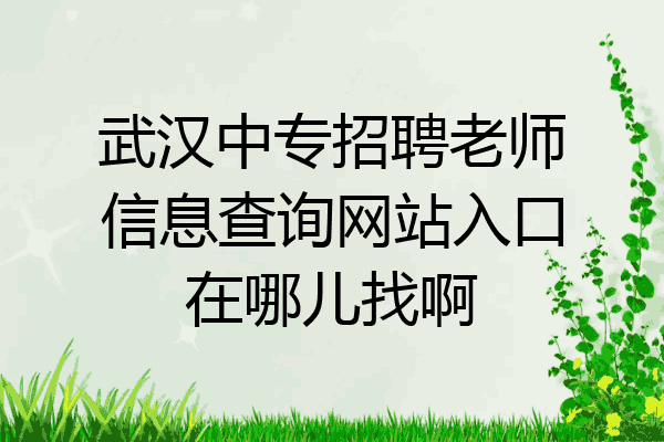 武汉中专招聘老师信息查询网站入口在哪儿找啊