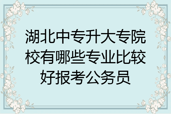 湖北中专升大专院校有哪些专业比较好报考公务员