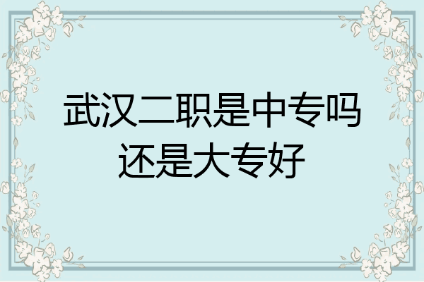 武汉二职是中专吗还是大专好