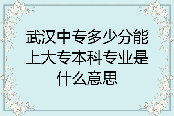 武汉中专多少分能上大专本科专业是什么意思