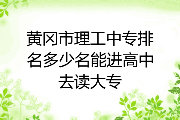 黄冈市理工中专排名多少名能进高中去读大专