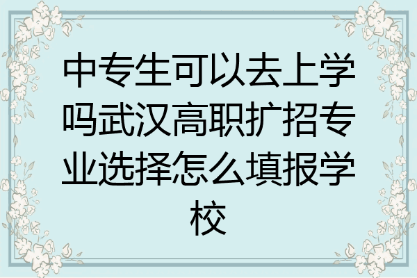 中专生可以去上学吗武汉高职扩招专业选择怎么填报学校