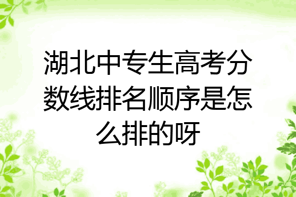 湖北中专生高考分数线排名顺序是怎么排的呀