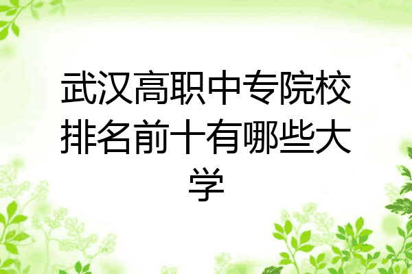 武汉高职中专院校排名前十有哪些大学
