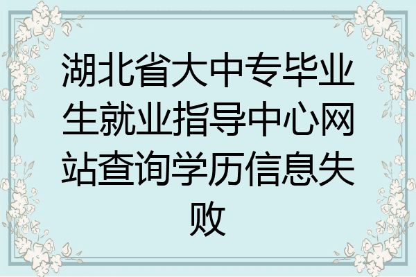 湖北省大中专毕业生就业指导中心网站查询学历信息失败