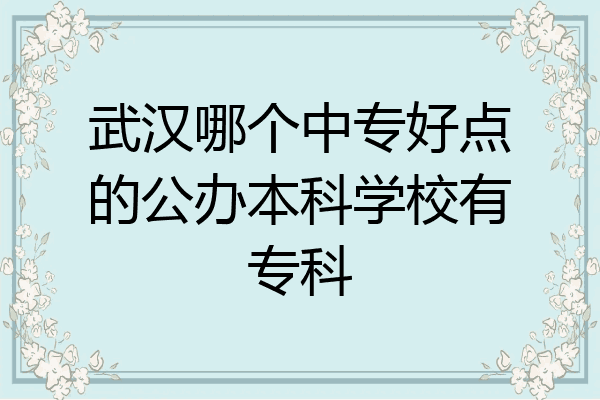 武汉哪个中专好点的公办本科学校有专科