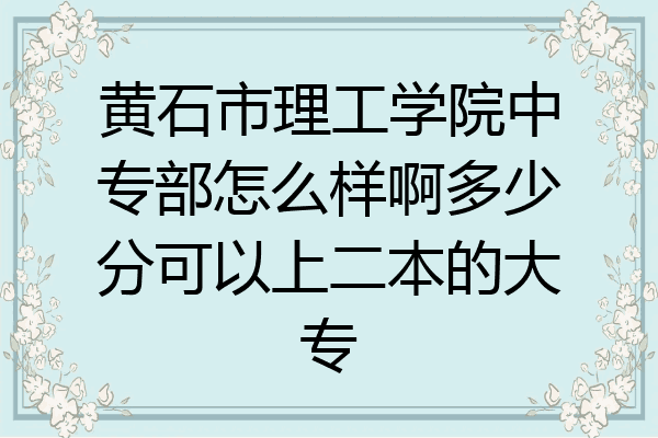 黄石市理工学院中专部怎么样啊多少分可以上二本的大专