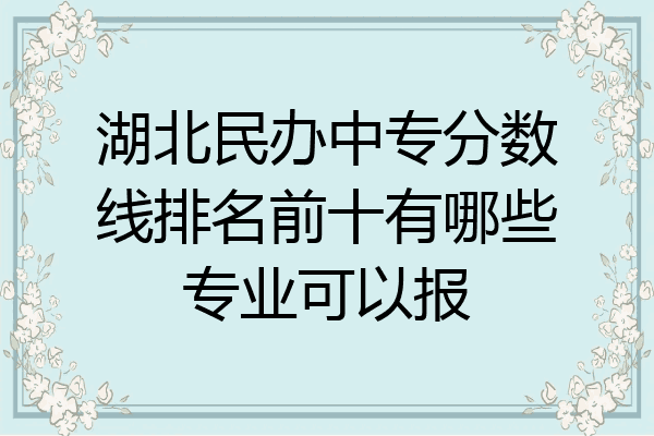 湖北民办中专分数线排名前十有哪些专业可以报