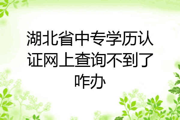 湖北省中专学历认证网上查询不到了咋办