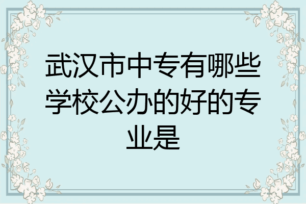 武汉市中专有哪些学校公办的好的专业是