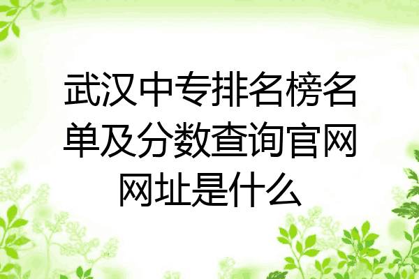 武汉中专排名榜名单及分数查询官网网址是什么