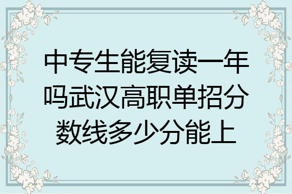 中专生能复读一年吗武汉高职单招分数线多少分能上