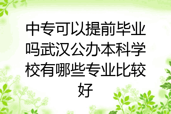 中专可以提前毕业吗武汉公办本科学校有哪些专业比较好