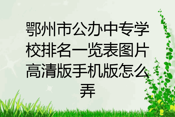 鄂州市公办中专学校排名一览表图片高清版手机版怎么弄