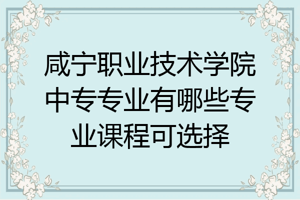 咸宁职业技术学院中专专业有哪些专业课程可选择
