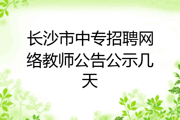 长沙市中专招聘网络教师公告公示几天