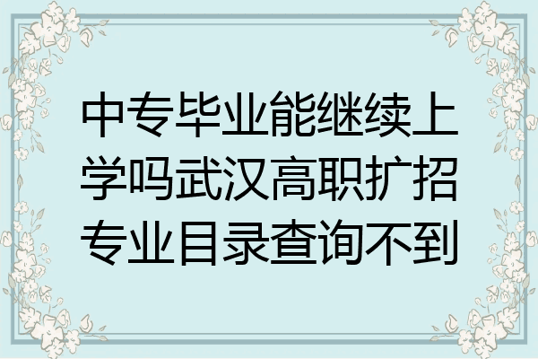 中专毕业能继续上学吗武汉高职扩招专业目录查询不到