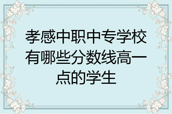 孝感中职中专学校有哪些分数线高一点的学生