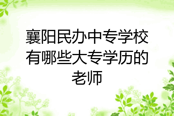 襄阳民办中专学校有哪些大专学历的老师