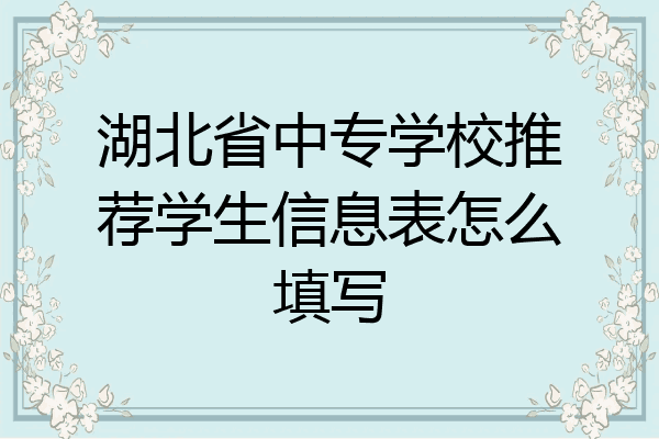 湖北省中专学校推荐学生信息表怎么填写