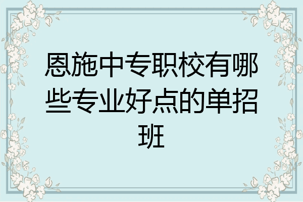 恩施中专职校有哪些专业好点的单招班