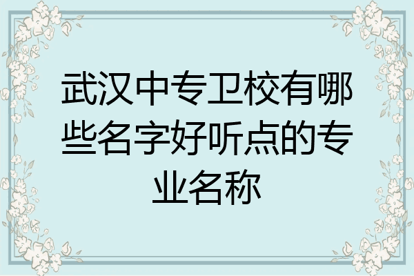 武汉中专卫校有哪些名字好听点的专业名称