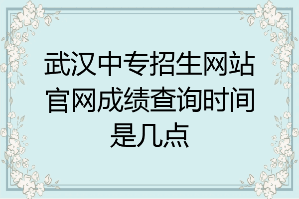 武汉中专招生网站官网成绩查询时间是几点
