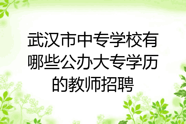 武汉市中专学校有哪些公办大专学历的教师招聘