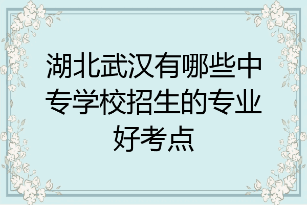 湖北武汉有哪些中专学校招生的专业好考点