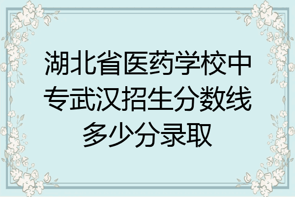 湖北省医药学校中专武汉招生分数线多少分录取