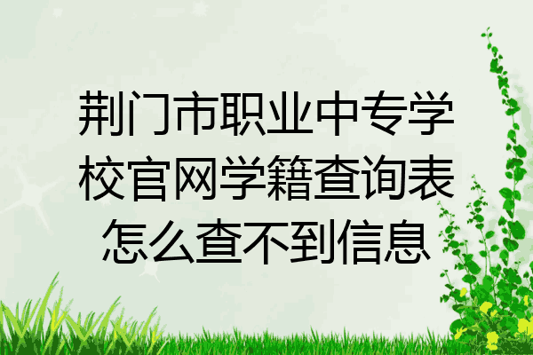 荆门市职业中专学校官网学籍查询表怎么查不到信息