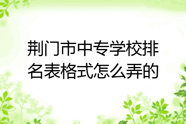 荆门市中专学校排名表格式怎么弄的