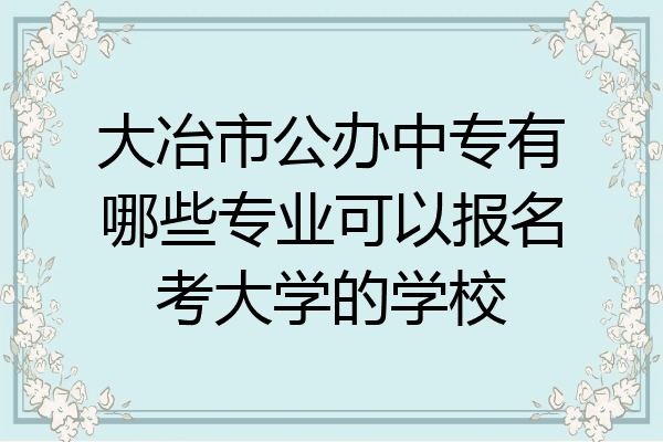 大冶市公办中专有哪些专业可以报名考大学的学校