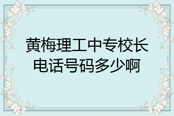 黄梅理工中专校长电话号码多少啊