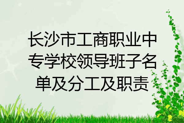 长沙市工商职业中专学校领导班子名单及分工及职责