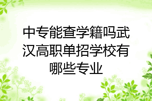 中专能查学籍吗武汉高职单招学校有哪些专业