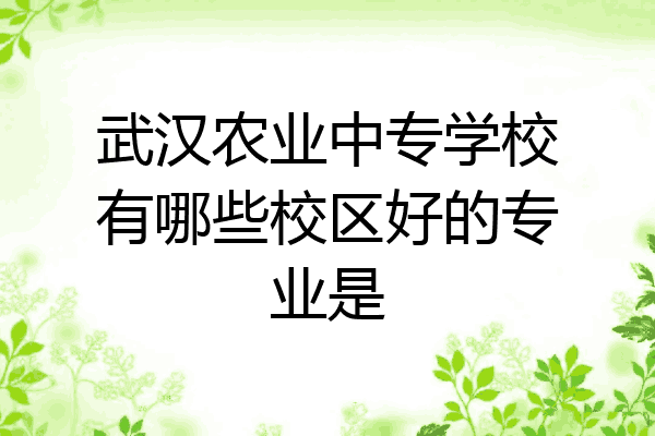 武汉农业中专学校有哪些校区好的专业是