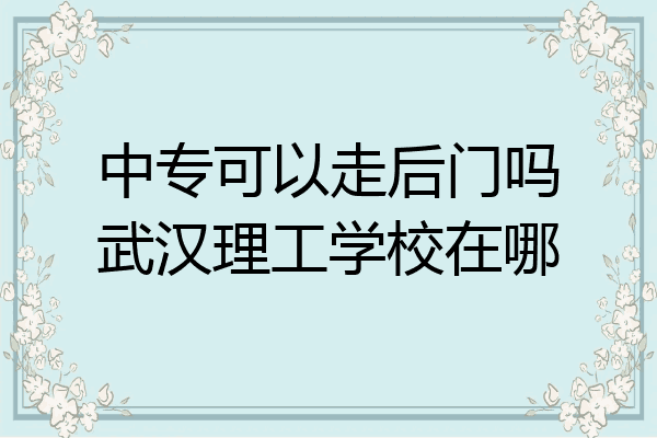 中专可以走后门吗武汉理工学校在哪