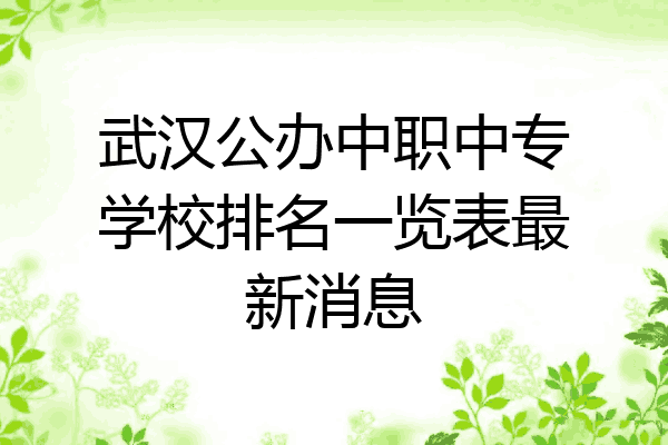 武汉公办中职中专学校排名一览表最新消息